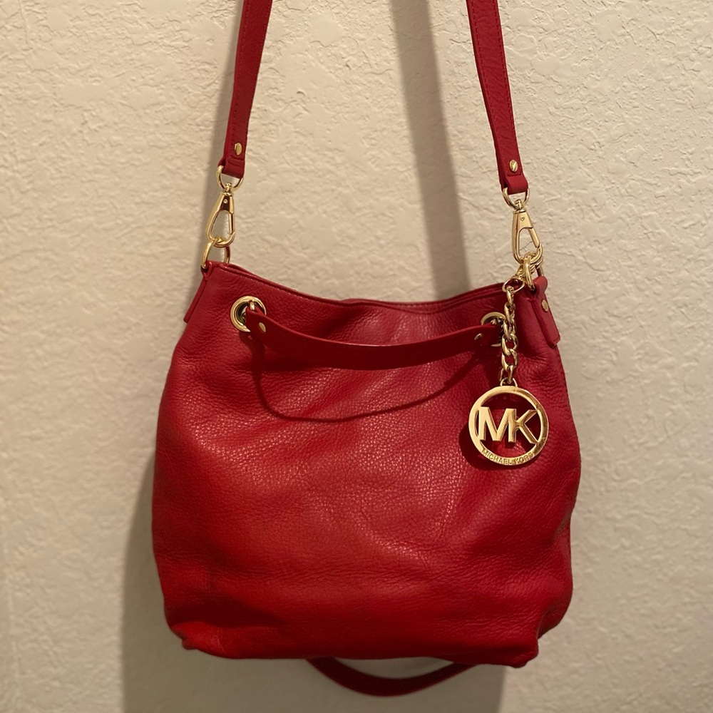Michael Kors Red soft pebbled leather